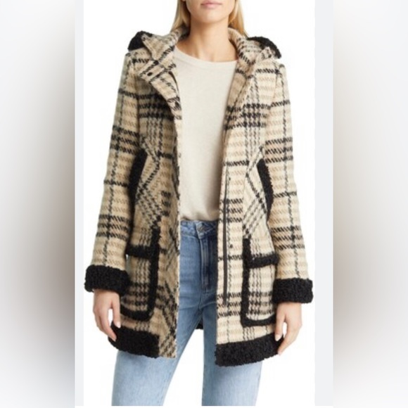 SAM EDELMAN Plaid Hooded Duffle Coat NWOT - Picture 4 of 10